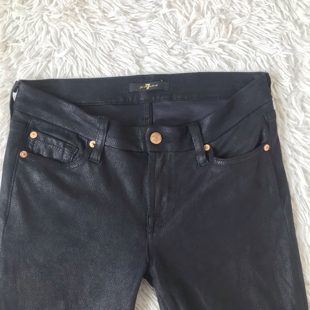 7 For All Mankind Crackle Leather Skinny Jean - Picture 5 of 8